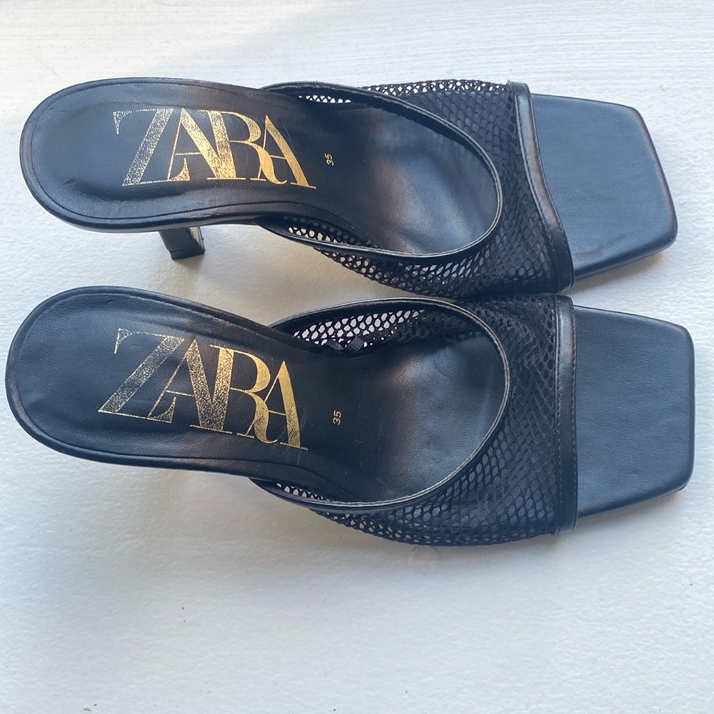 Mesh Mule Black Zara Heel Sandals